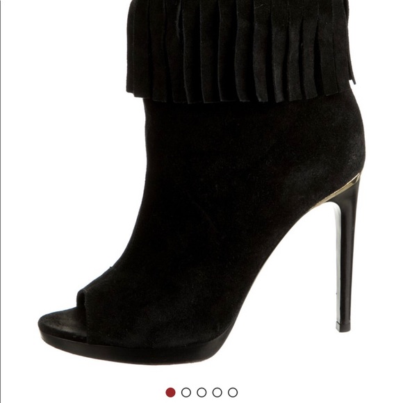 Burberry Suede Fringe Open Toe Hells - Picture 6 of 7